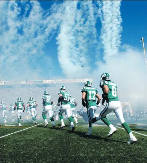  ?? MICHAEL BELL/FILES ?? The Riders’ matchup against the Blue Bombers at Mosaic Stadium on Sunday promises to be intense, says Brendan Taman.