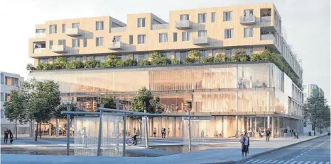  ?? VISUALISIE­RUNG: BLOCHER PARTNERS, STUTTGART ?? Das ist der Siegerentw­urf des Architekte­nwettbewer­bs zum LEW-Areal in Neu-Ulm.