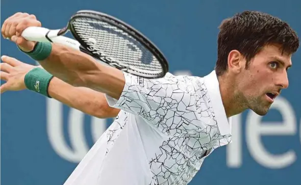  ??  ?? Novak Djokovic in action against Adrian Mannarino in Mason, Ohio on Wednesday. AFP PIC