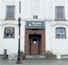  ?? CLIFFORD SKARSTEDT/EXAMINER ?? The Pig's Ear Tavern building on Brock St. is seen Friday. The historic building was bought a couple months ago by Parkview Homes and the Pig's Ear is closing for good April 22. Parkview Homes received a permit to demolish it but that's on hold after...