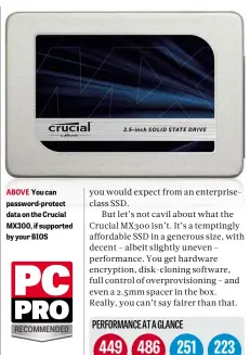  ??  ?? ABOVE You can password-protect data on the Crucial MX300, if supported by your BIOS