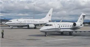  ??  ?? UNDER CLOUD: RAAF VIP jets at Fairbairn air force base in Canberra.