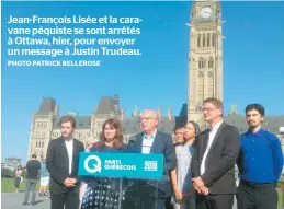  ?? PHOTO PATRICK BELLEROSE ?? Jean-françois Lisée et la caravane péquiste se sont arrêtés à Ottawa, hier, pour envoyer un message à Justin Trudeau.