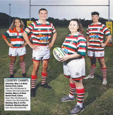  ??  ?? COUNTRY CHAMPS
Nett Brown, Declan Cannon, Stevie Darby-Brennan and Jack Thomas are ready to do battle with the best in the state in the Queensland Country Championsh­ips. Picture: Brendan Radke