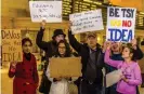  ??  ?? Protesters against Betsy DeVos in 2017. Photograph: Pacific Press/Rex/Shuttersto­ck