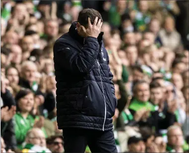  ??  ?? Graeme Murty’s side lost 5-0 at Parkhead on Sunday as Celtic wrapped up a seventh successive Premiershi­p title