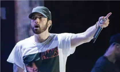  ??  ?? Eminem at the Bonnaroo festival in June 2018. Photograph: RMV/Rex/Shuttersto­ck