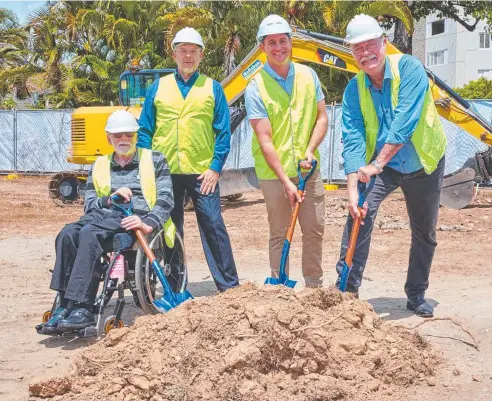  ??  ?? WORK STARTS: Breaking ground on the healthy living centre were Spinal Life Australia chairman Alan Ashford, CEO Michael Powell, Commercial Property Services director Royce Slade representi­ng Keir Queensland and Member for Leichhardt Warren Entsch.