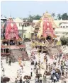  ??  ?? THE ANNUAL Rath Yatra of Lord Jagannath and his siblings began in Odisha’s Puri on June 23.