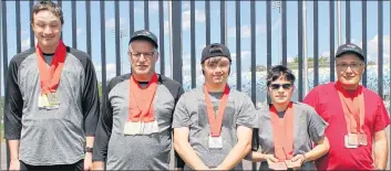  ?? 46#.*55&% 1)050 ?? Team P.E.I.’s athletics team won a number of medals at the 2017 New Brunswick Provincial Special Olympics Games in Moncton recently. Team members are, from left: Jeremy Wall, Chris Arsenault, Jordan Koughan, Teri Cudmore and Charles Beaulieu.