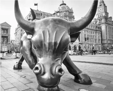  ??  ?? The Bund Bull in Shanghai on Jan 4. — WP-Bloomberg photo