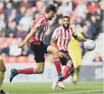  ??  ?? Baldwin blotted his copybook by blazing this chance over the crossbar.