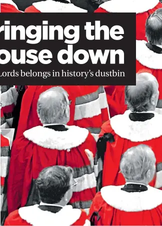  ??  ?? House of Lords peers in red robes gather for the state opening of the UK Parliament