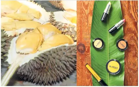  ?? — Photos: Elianto ?? The Elianto Durian Musang King collection is a first in the world, created by the Malaysian cosmetics brand Elianto Make Up.