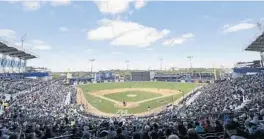  ?? FRANK FRANKLIN II/AP ?? Fans watch during the fifth inning of a spring training baseball game between the Rays and the Yankees on Feb. 27. A few weeks after the game, the sports world shut down due to the coronaviru­s pandemic.