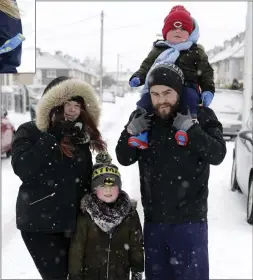  ??  ?? Karen O’Brien with Noah, Georgie and Brian Flynn in Wolfetone Square.