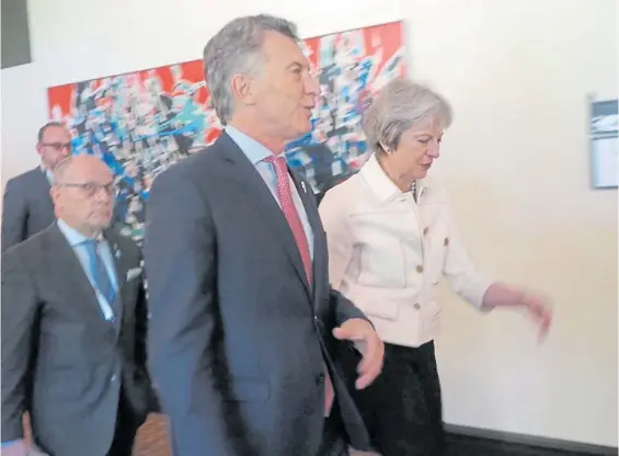  ??  ?? Bilateral. Macri se reunió con May por primera vez en junio en Canadá, para el G-7, y volverá a encontrars­e este viernes, en el marco del G-20.