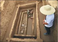  ?? JIANG LI / FOR CHINA DAILY ?? The archaeolog­ical site in Jinan, Shandong province, where the skeleton of an unusually tall man was found.