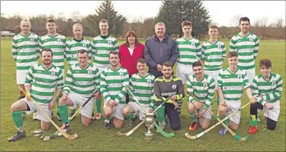  ?? Photograph­s: Kevin McGlynn. ?? Left: The winning Oban Celtic team with new manager Dougie MacIntyre and Lorna Wylie, who presented the trophies on behalf of the Wylie family.