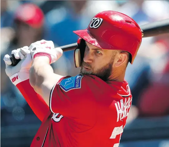  ?? JOHN BAZEMORE/THE ASSOCIATED PRESS ?? Bryce Harper’s general marketabil­ity as an edgier star in a rather polite baseball generation is one reason his next contract will likely break records.