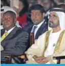  ??  ?? DUBAI: Vice President of the United Arab Emirates (UAE) and the Ruler of Dubai Sheikh Mohammed bin Rashid Al-Maktoum (right) sits next to Uganda’s President Yoweri Museveni during the opening of the Global Business Forum on Africa, in Dubai yesterday....