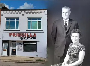  ?? SUBMITTED PHOTOS ?? Left: Priscilla Apartments today (Sally Sehn); Right: Harry and Priscilla Leinweber, Feb. 1961 (Esplanade)