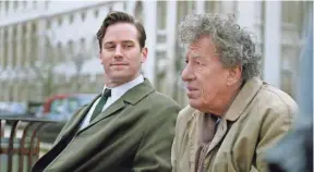  ?? PARISA TAGHIZADEH/SONY PICTURES, TNS ?? Writer James Lord (Armie Hammer) bonds with painter Alberto Giacometti (Geoffrey Rush) in "Final Portrait."