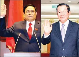  ?? AFP ?? A combinatio­n photo showing newly elected Vietnamese Prime Minister Pham Minh Chinh and Prime Minister Hun Sen.