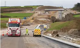  ?? Photograph: Jonny Weeks/The Observer ?? The A30 roadworks in central Cornwall, which some claim have scarred the landscape.