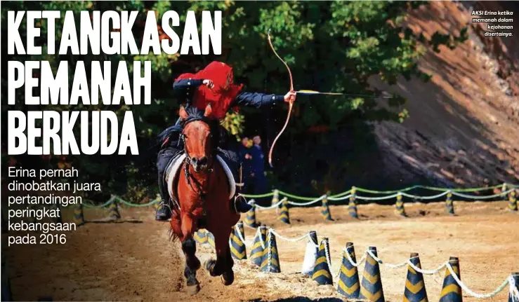  ?? FOTO: IHSAN PERSATUAN PEMANAH BERKUDA AS-SIBAQ & AMM ARCHERY ?? AKSI Erina ketika memanah dalam
kejohanan disertainy­a.