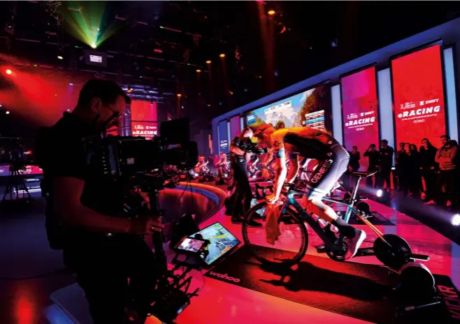  ??  ?? Competitor­s at the British Cycling Zwift eRacing Championsh­ips