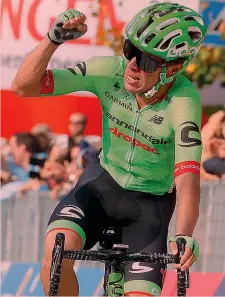  ?? BETTINI ?? Rigoberto Uran, 30 anni, festeggia la decima vittoria in carriera, la terza in linea dopo Gran Piemonte 2012 e Gp Quebec 2015