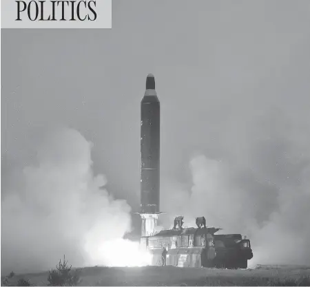  ?? NORTH KOREA’S OFFICIAL KOREAN CENTRAL NEWS AGENCY ?? With threats from North Korea, Iran and others, Canada is contemplat­ing joining other nations in ballistic missile defence — a significan­t policy reversal for a Liberal government — but the cost implicatio­ns for Canada’s defence file are not clear.