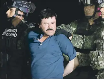  ?? JOSE MENDEZ EPA ?? JOAQUIN GUZMAN was recaptured in Los Mochis, Mexico, in January. Officials deny he is being mistreated in prison. “He has not been subjected to torture, of course, or any degrading or inhuman treatment,” one said.