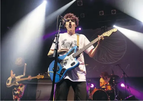  ?? — WENN.COM FILES ?? Calpurnia, fronted by Stranger Things actor Finn Wolfhard, performs a sold-out show at Koko in London, England, last month. The four-person group is formed entirely of teenagers, with the oldest being 17.