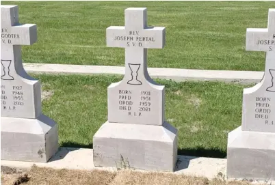  ?? ROBERT HERGUTH/SUN-TIMES PHOTOS ?? Fertal was living on his religious order’s north suburban grounds, called Techny, under restrictio­ns when he died earlier this year. He is buried in its cemetery alongside other members of the Society of the Divine Word.