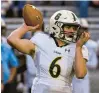  ?? THE MORNING CALL APRIL GAMIZ/ ?? Allentown Central Catholic’s Tamlin Ferguson passes the ball against Bethlehem Catholic during the District 11 Class 4A football final Saturday in Whitehall.