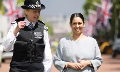  ?? ?? On a visit to the Mall, Priti Patel said: ‘This is about Her Majesty the Queen – I think that’s where all the focus should be.’ Photograph: James Manning /PA