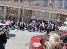  ?? Photo by Pennlive/the Patriot-news ?? Supporters of Amish raw milk farmer Amos Miller gather outside Lancaster County Courthouse on Feb. 29, 2024.