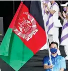  ??  ?? Volunteer: With the Afghan flag