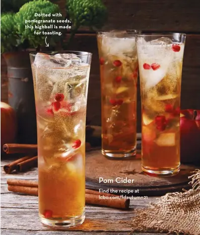  ?? ?? Dotted with pomegranat­e seeds, this highball is made for toasting.