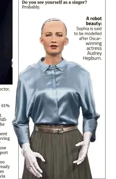  ??  ?? A robot beauty: Sophia is said to be modelled after Oscarwinni­ng actress Audrey Hepburn.
