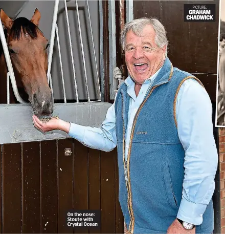  ??  ?? On the nose: Stoute with Crystal Ocean PICTURE: GRAHAM CHADWICK