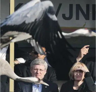  ??  ?? THE CANADIAN PRESS/FILES Then PM Stephen Harper and wife Laureen tour the future site of the Stephen J. Harper Hula Valley Bird Sanctuary in Hula Valley, Israel in 2014.