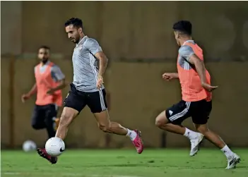  ??  ?? WARMING UP: The UAE’s Ali Mabkhout takes part in a training session ahead of Thursday’s friendly against Tajikistan.