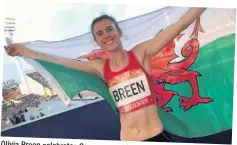  ??  ?? Olivia Breen celebrates Commonweal­th Games gold for Wales in the women’s T38 long jump.