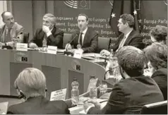  ?? REUTERS ?? Facebook CEO Mark Zuckerberg answers questions about the improper use of users’ data by a political consultanc­y, at the European Parliament, Brussels, May 22, 2018