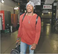  ?? MARK ZALESKI/ASSOCIATED PRESS FILE PHOTO ?? Falcons defensive back Phillip Adams arrives for a 2015 game against the Titans in Nashville, Tenn. A coroner was set Tuesday to release the results of a brain test for chronic traumatic encephalop­athy on Adams, who was accused of fatally shooting six people in Rock Hill, S.C., before killing himself in April.