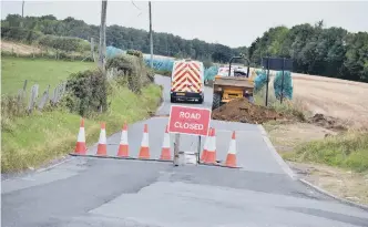  ??  ?? The road closure at Burdon Lane.