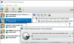  ??  ?? Das Klonen einer Maschine mit vielen Snapshots kann sich ziehen. Es geht etwas schneller, als die Prognose zeigt – aber nur etwas.